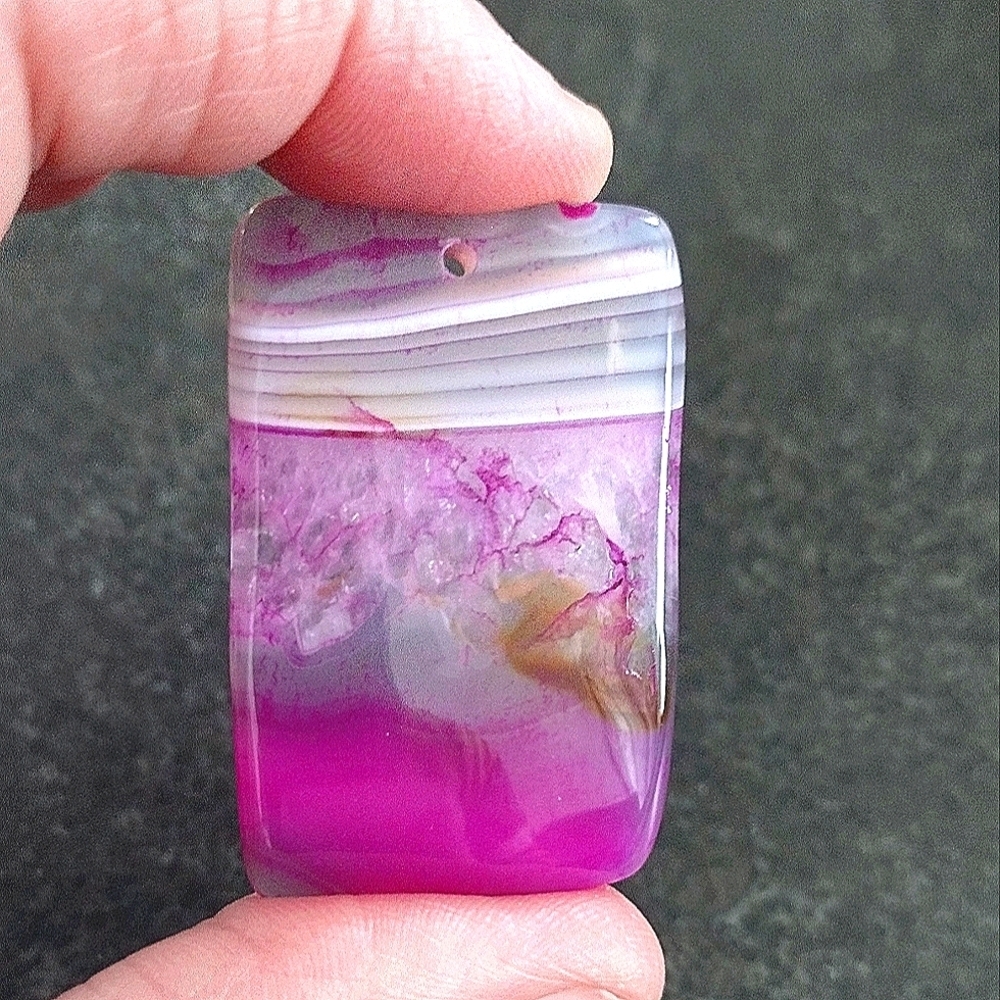 Rectangle Pink Agate Gemstone Pendant